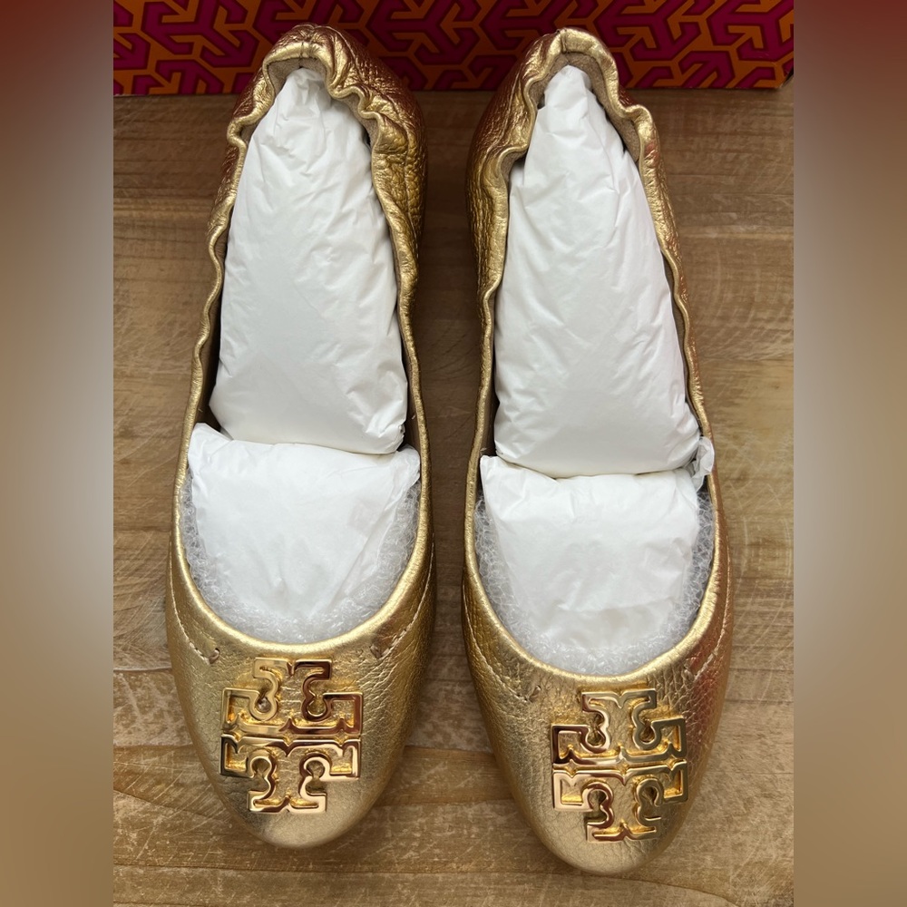 Tory Burch Melinda Ballet Flat In Gold Size 5 New